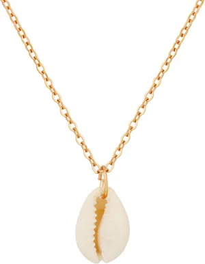 MINACHI Vintage Bohemian Cowrie Shell Pendant Necklace, Gold Plated Cable Chain, Summer Beach Shell Jewelry Gift for Women