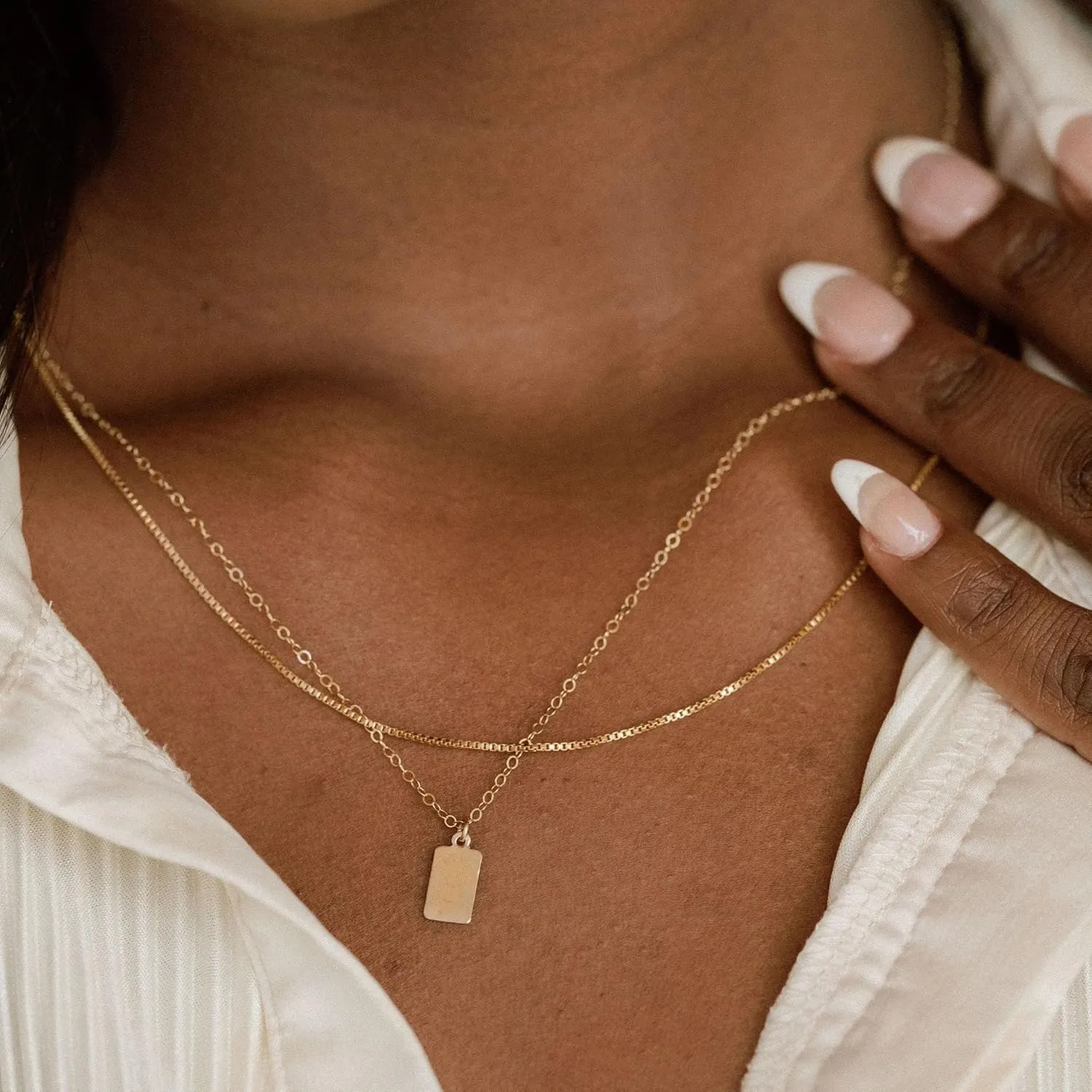 Minimalist Thin Gold Chain 18K Gold Thin Box Chain Necklace Short Small Gold Chain Choker Necklaces for Women