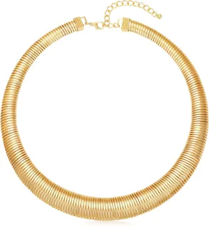 MISS RIGHT Chunky Gold Chain Statement Choker Necklace for Women Trendy, 14K Gold Plated Thick Snake Chain Collar Torque Layered Necklaces Jewelry Gifts
