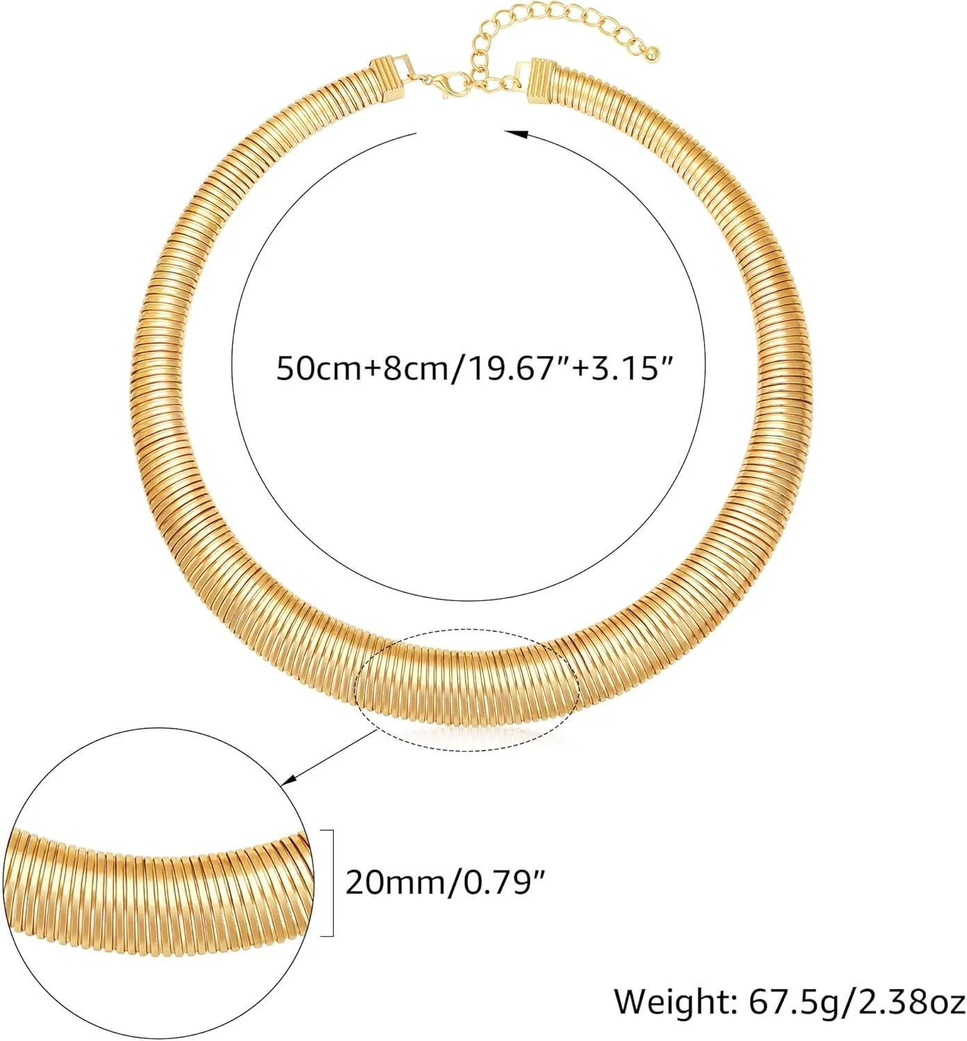 MISS RIGHT Chunky Gold Chain Statement Choker Necklace for Women Trendy, 14K Gold Plated Thick Snake Chain Collar Torque Layered Necklaces Jewelry Gifts