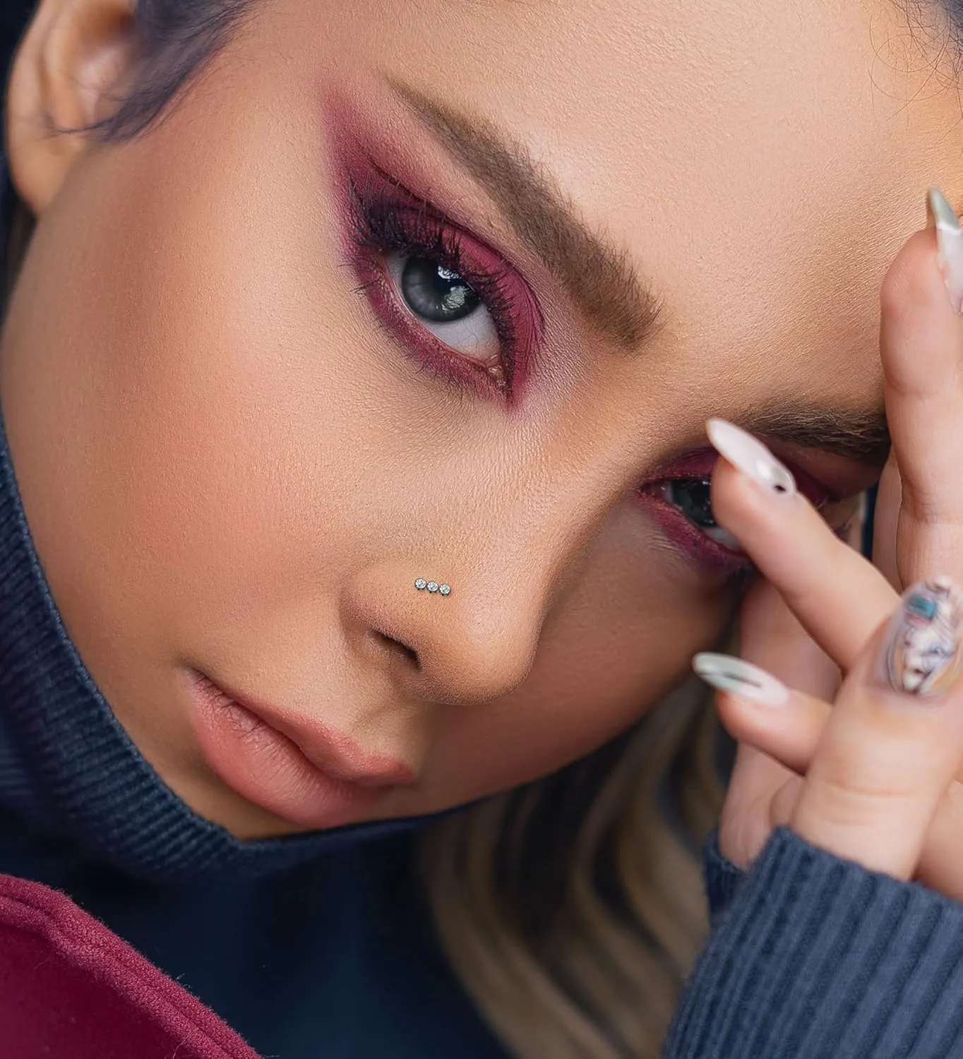 MJust Titanium Nose Ring Set, 18G Hypoallergenic L Shaped and Hoop Nose Stud Rings for Women & Men.