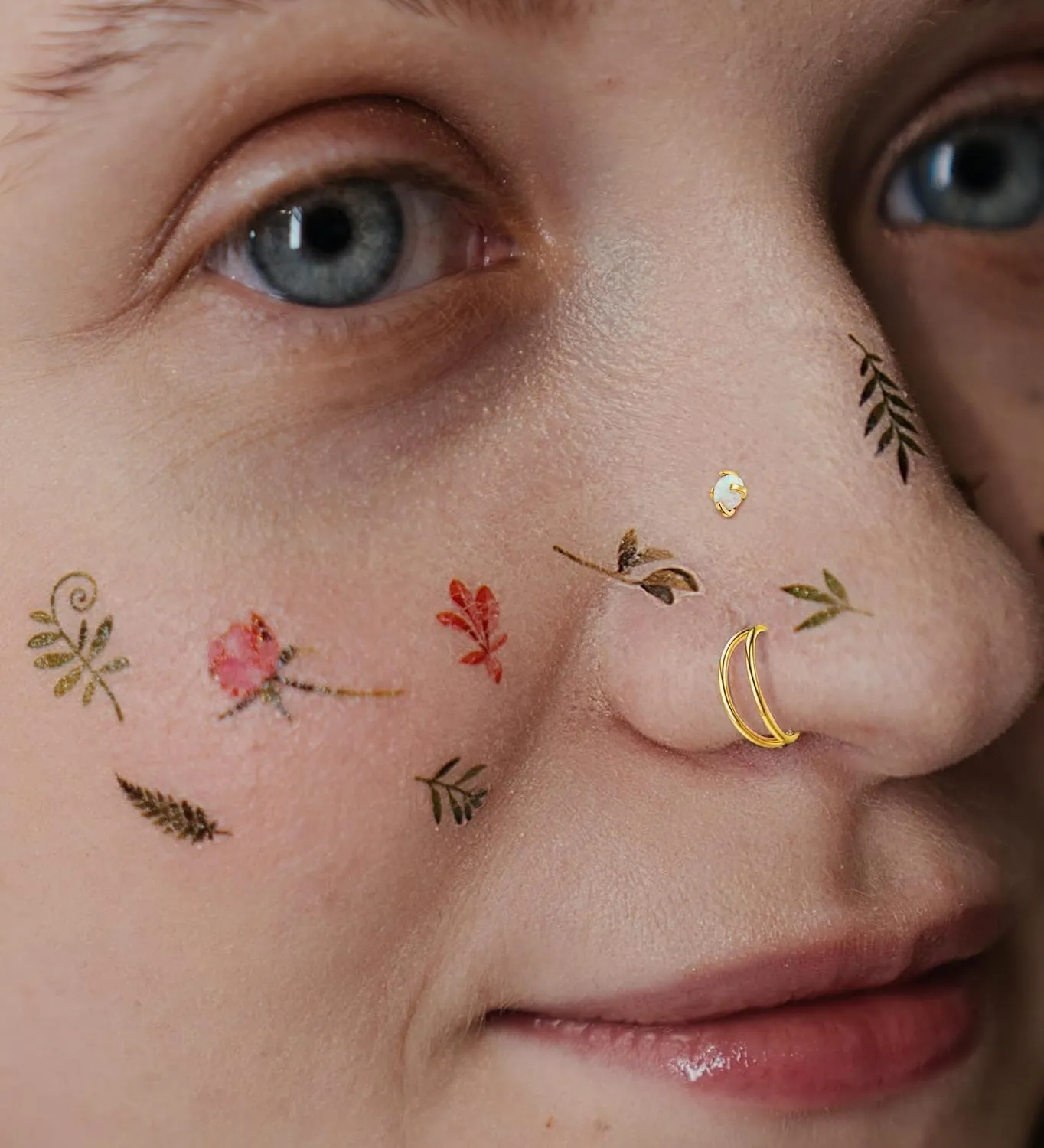 MJust Titanium Nose Ring Set, 18G Hypoallergenic L Shaped and Hoop Nose Stud Rings for Women & Men.