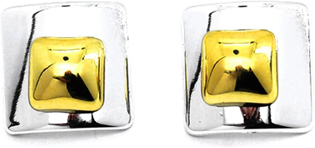 Modern Gold Square Stud Earrings for Women Trendy Two Tone Large Rectangle Drop Statement Earrings Minimalist Geometric Earring Festival Jewelry