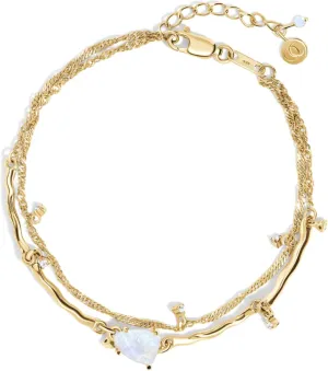 Moon Magic - Authentic Moonstone Bracelets/Real 925 Sterling Silver - 18k Rose and Yellow Gold Rainbow Moonstone Bracelets for Women/Genuine Moonstone Jewelry