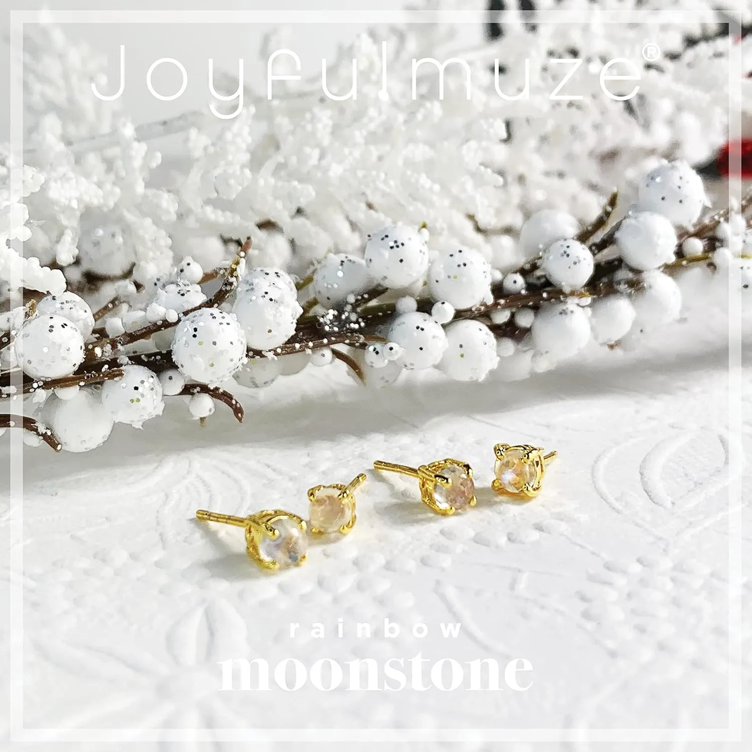 Moonstone Stud Post Earrings Rainbow, 14k Gold Plated 925 Silver, Minimal Dainty Tiny Stone 3mm, Handmade Gift for Women and Men, June Birthstone (Moonstone-Gold)