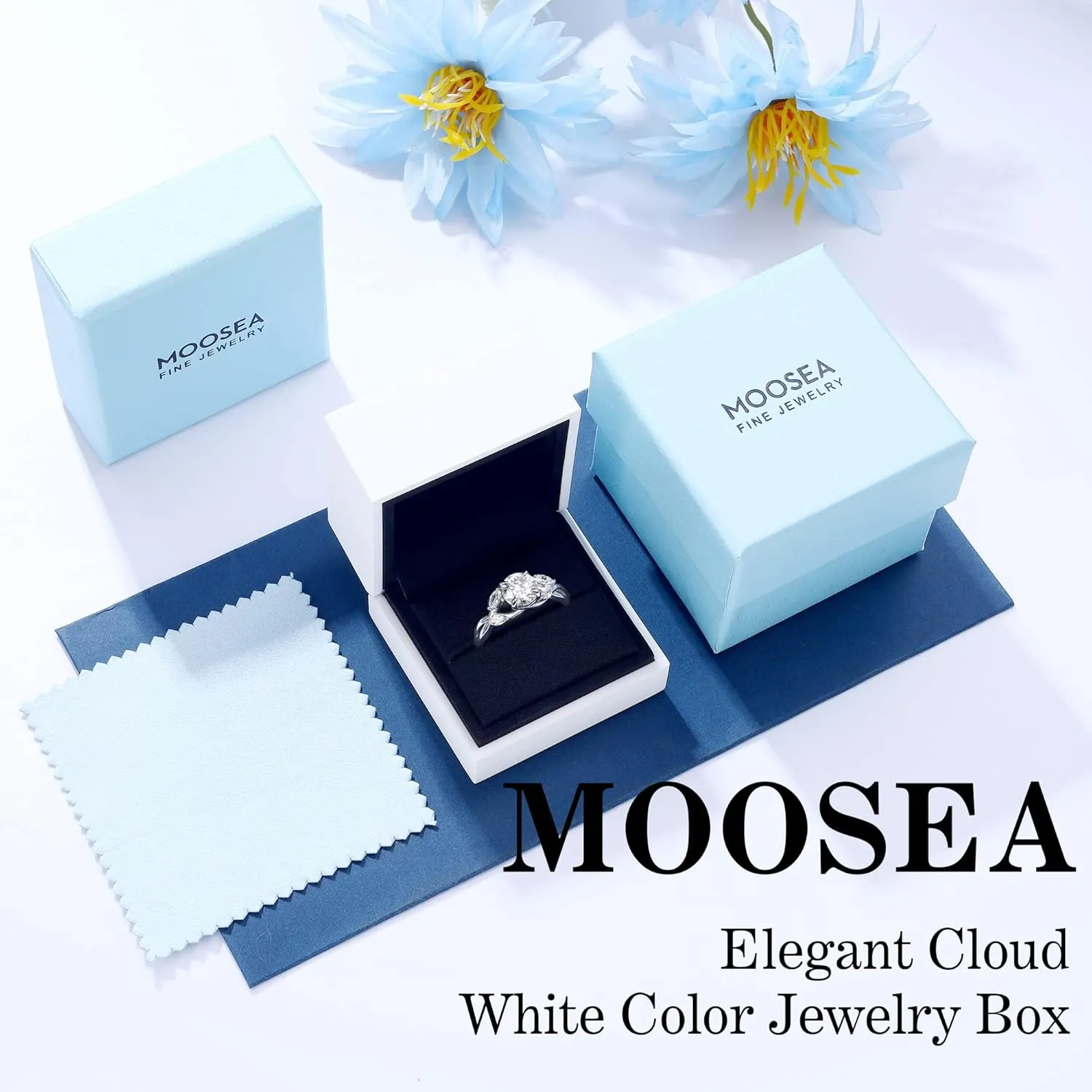 MOOSEA Willow Moissanite Engagement Rings for Women, 1.2ct D Color VVS1 Clarity Lab Created Moissanite Wedding Ring 925 Sterling Silver Solid Twig Moissanite Rings for Women Jewelry Gifts