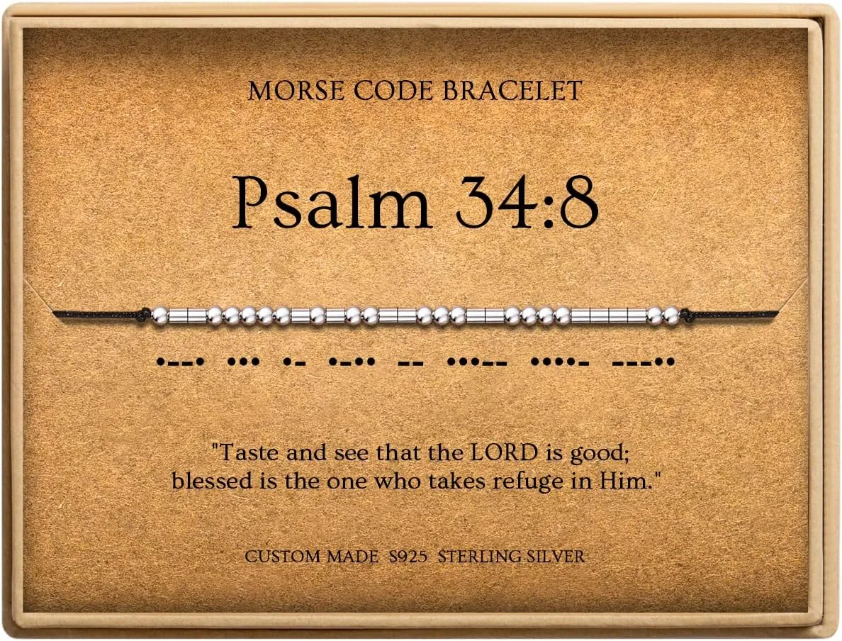 Morse Code Bracelets for Women, Christian Bible Verse Bracelets, Scripture S925 Sterling Silver Inspirational Faith Jewelry, Religious Gifts for Women