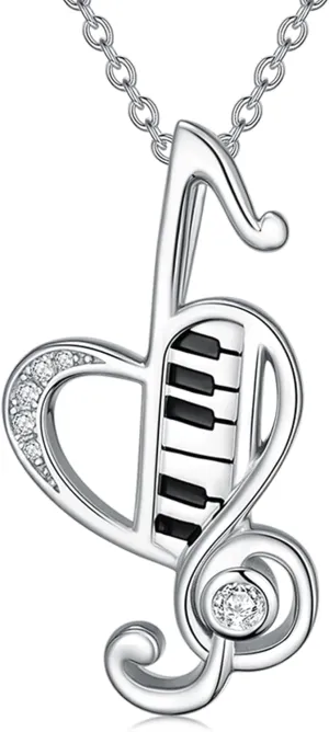 Music Necklace Gifts for Women 925 Sterling Silver Jewelry Gifts for Music Lovers