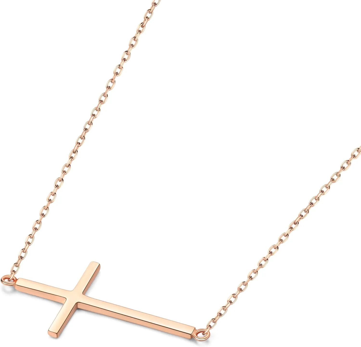 My Daily Styles 925 Silver Sideways Cross Necklace For Women Latin Cross Necklace with Adjustable Chain - Gold and Silver Cross Necklaces for Girls - Perfect Religious Gift