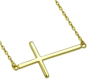 My Daily Styles 925 Silver Sideways Cross Necklace For Women Latin Cross Necklace with Adjustable Chain - Gold and Silver Cross Necklaces for Girls - Perfect Religious Gift