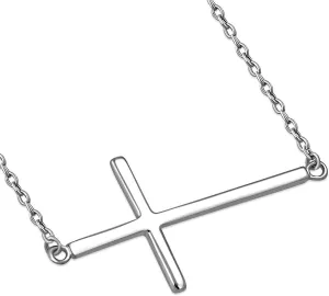 My Daily Styles 925 Silver Sideways Cross Necklace For Women Latin Cross Necklace with Adjustable Chain - Gold and Silver Cross Necklaces for Girls - Perfect Religious Gift