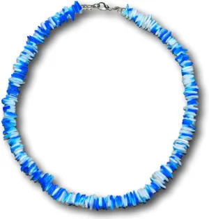 Native Treasure Choose 1, 18" Mens and Womens White or Color Fast Tie-Dye White Clam Chips Ark Shells Necklace, Summer Beach Surfer Necklace From the Philippines - with Lobster Clasp