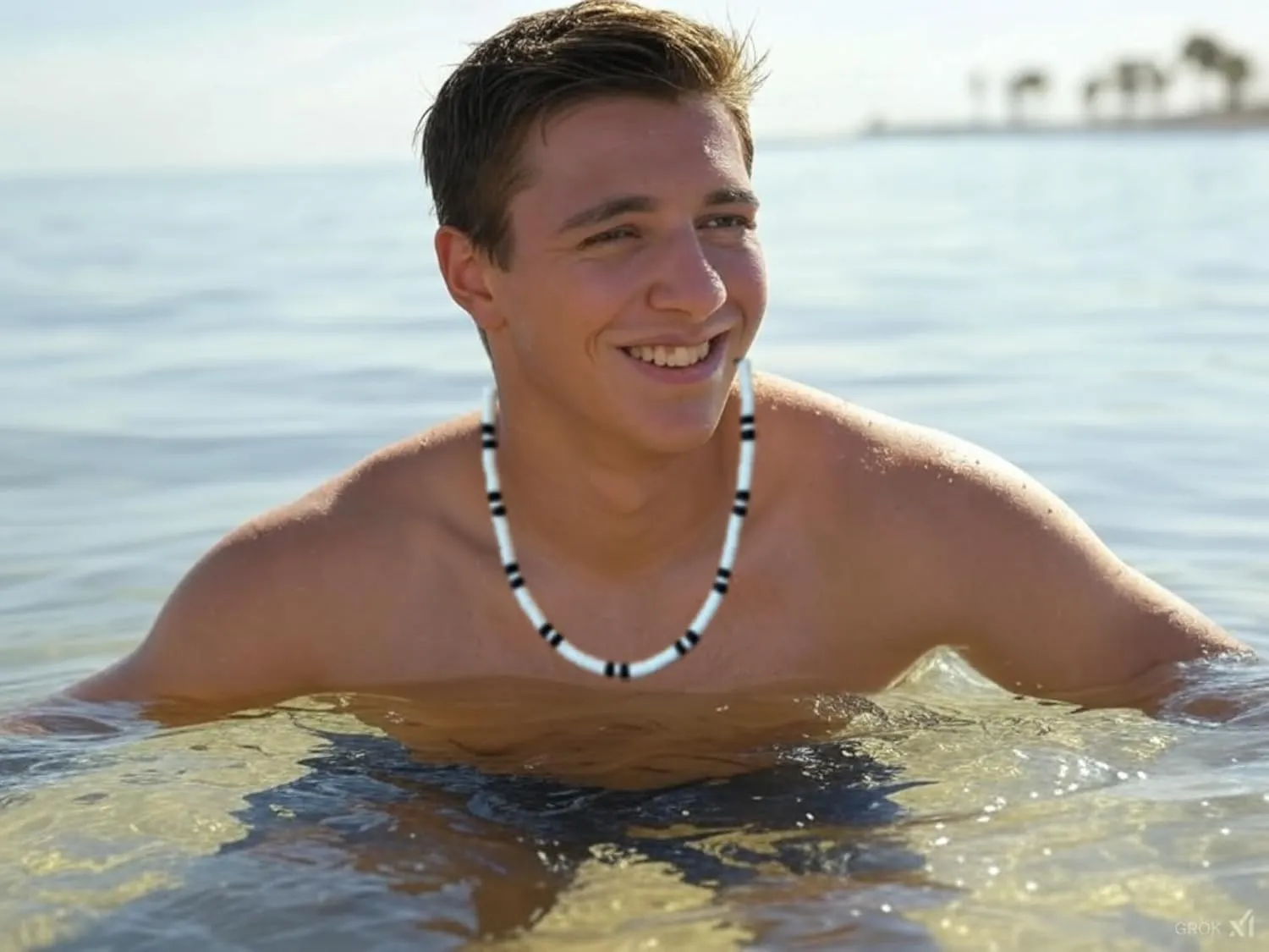 Native Treasure Mens and Womens Summer Beach Surfer Necklace From the Philippines, Smooth White Clam Heishe Ark Shells and Black Coconut Beads