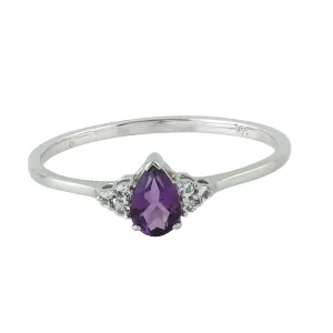 Natural Amethyst Topaz 14k White Gold Delicate Ring For Gift