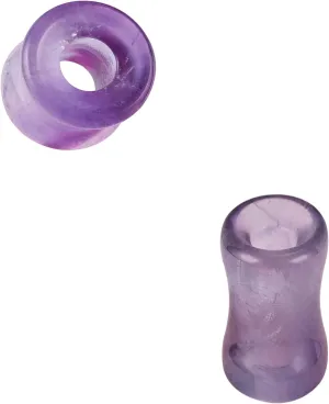 Natural Amethyst/Rose/Moonstone Quartz Stone Double Flared Tunnel Plug Gauges Earrings, Sold As Pair 5mm-12mm