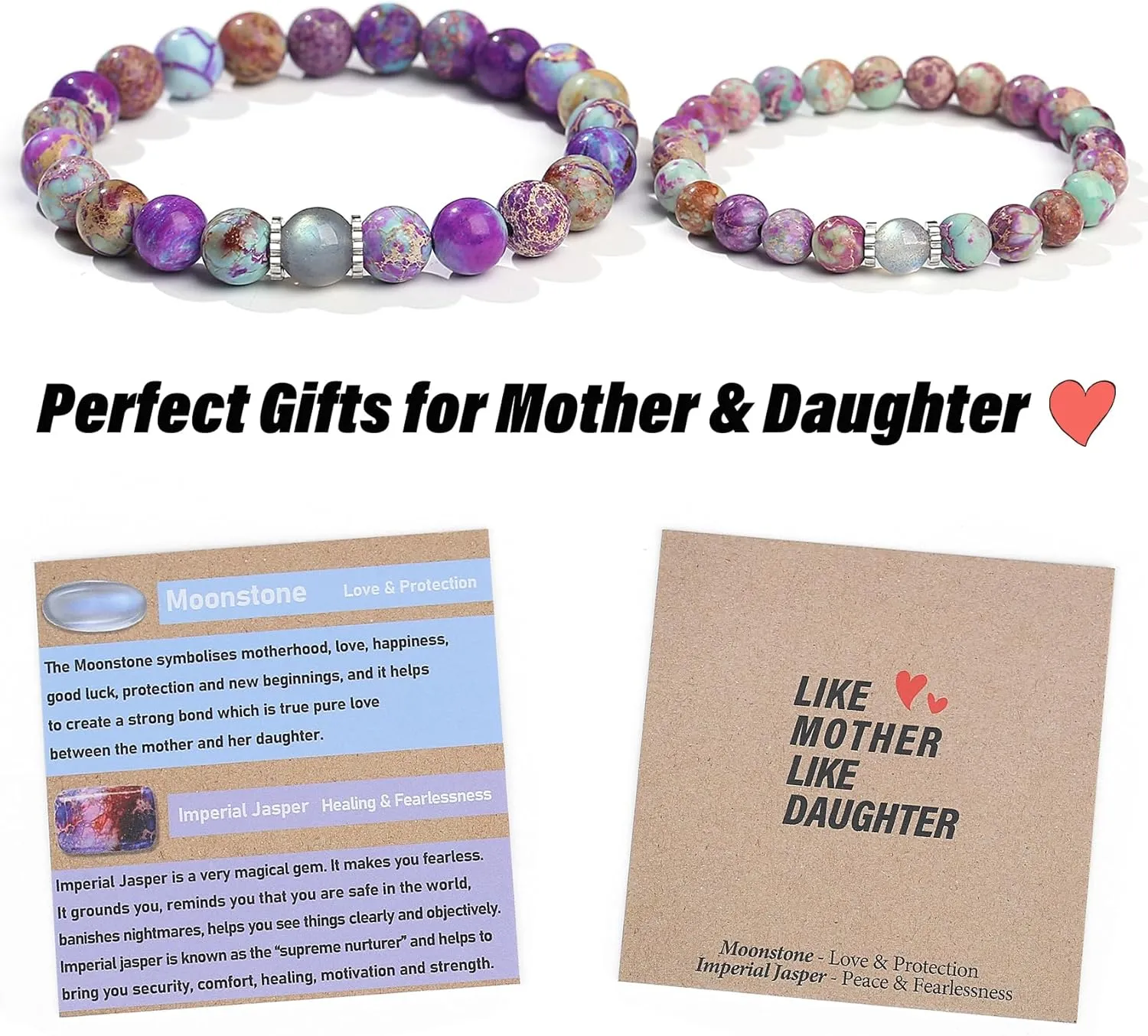 Natural Gemstone Bracelet Gifts for Daughter Mom Sister Niece Aunt Wife Girlfriend Grandma
