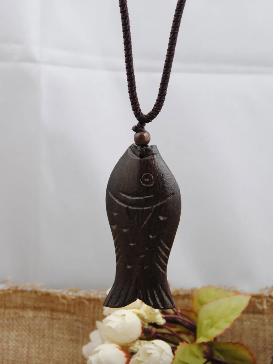 Natural National Wood Fish Necklace