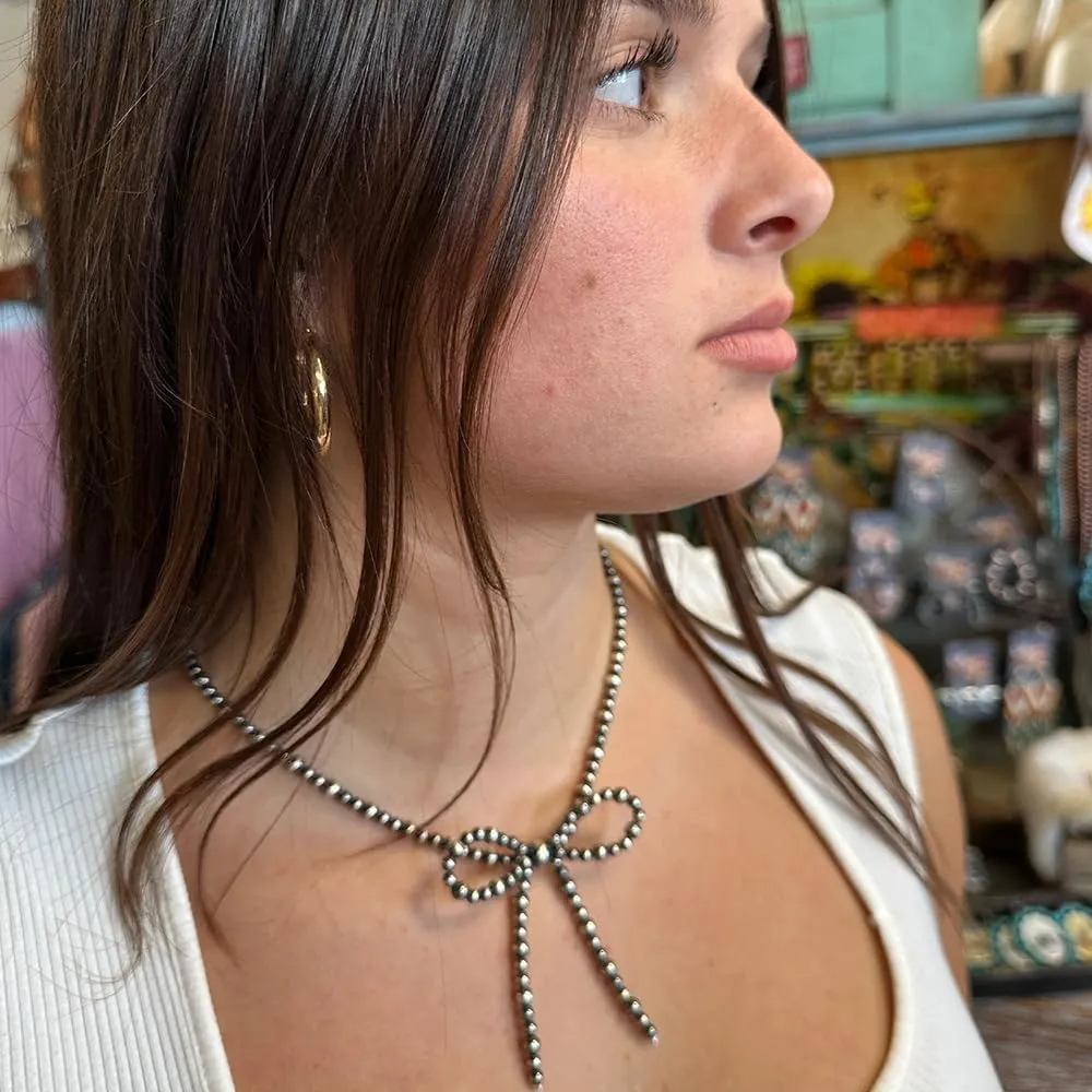 Navajo Pearl Necklace Pearl Bow Necklace Western turquoise Jewelry for Women Cowgirls
