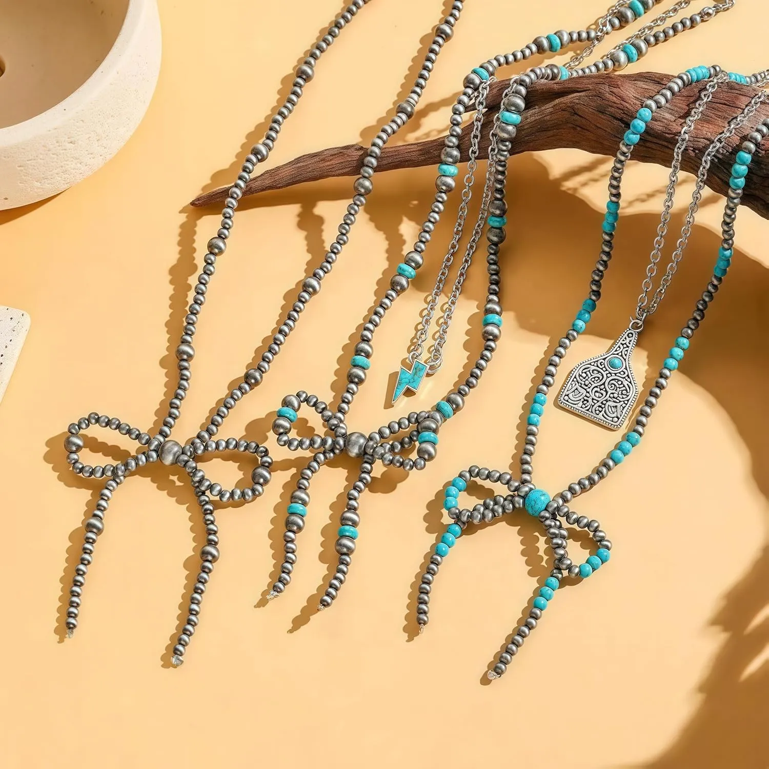 Navajo Pearl Necklace Pearl Bow Necklace Western turquoise Jewelry for Women Cowgirls