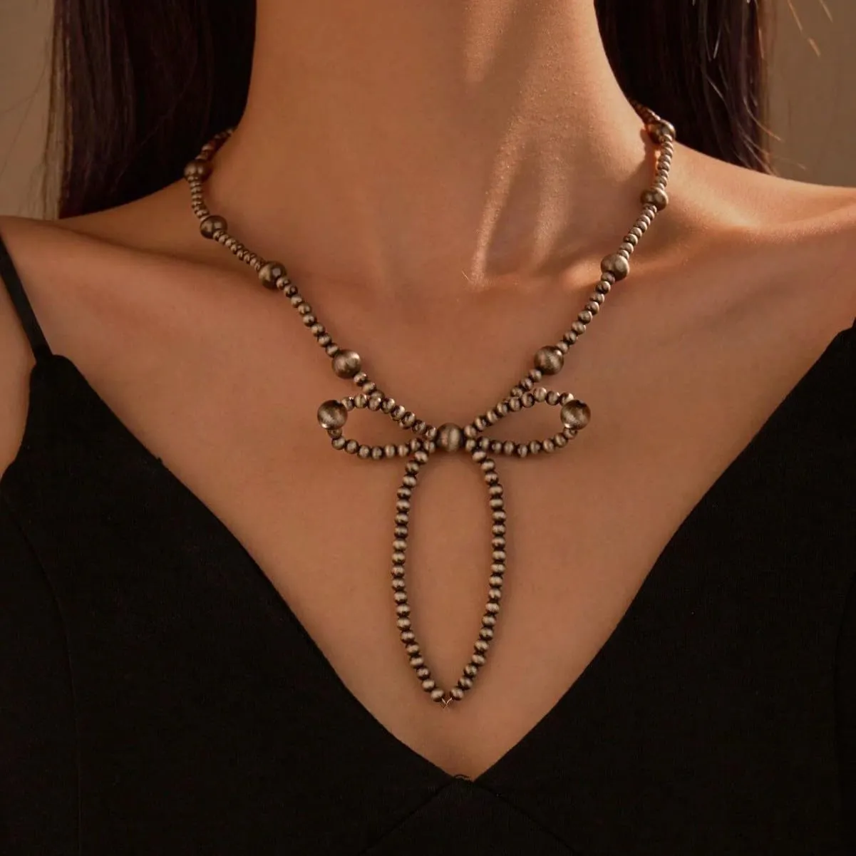 Navajo Pearl Necklace Pearl Bow Necklace Western turquoise Jewelry for Women Cowgirls