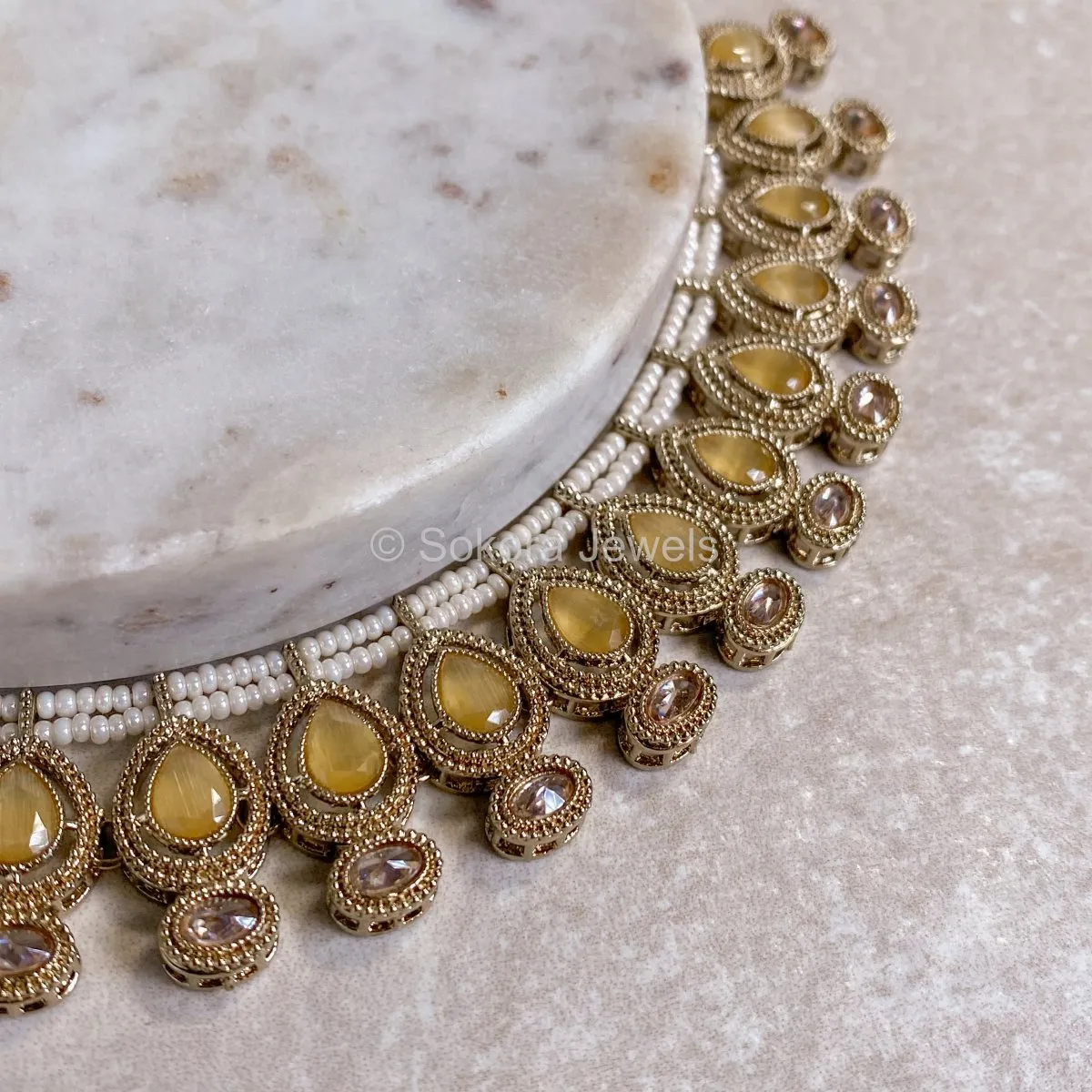 Naveena Necklace set - Yellow