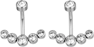Navel Rings for Women, Navel Piercing Jewelry Color Cubic Zirconia Silver Surgical Steel Circle White for Women Mother Body Piercing Jewelry