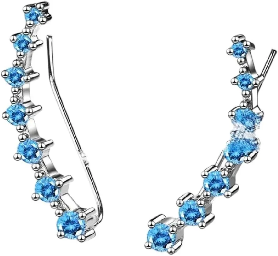 New 2025 Unisex Full D Moissanite Earrings For Women Silver 925 Black/White Diamond 7 Star Ear Cuffs Climber Unique Decoration Jewelry Luxury With You Accessories Trendy For Women And Men