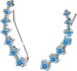New 2025 Unisex Full D Moissanite Earrings For Women Silver 925 Black/White Diamond 7 Star Ear Cuffs Climber Unique Decoration Jewelry Luxury With You Accessories Trendy For Women And Men