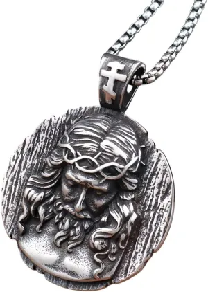 New 2025 Unisex Unique Christian Shepherd Jesus Pendant For Men Stainless Steel Catholic Crown Of Thons Necklaces Amulet Jewelry Never Fading Decoration Luxury Trendy For Women And Men
