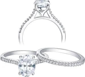 Newshe Jewellery Bridal Sets Wedding Ring Solitaire Engagement Rings for Women 925 Sterling Silver Size 4-13