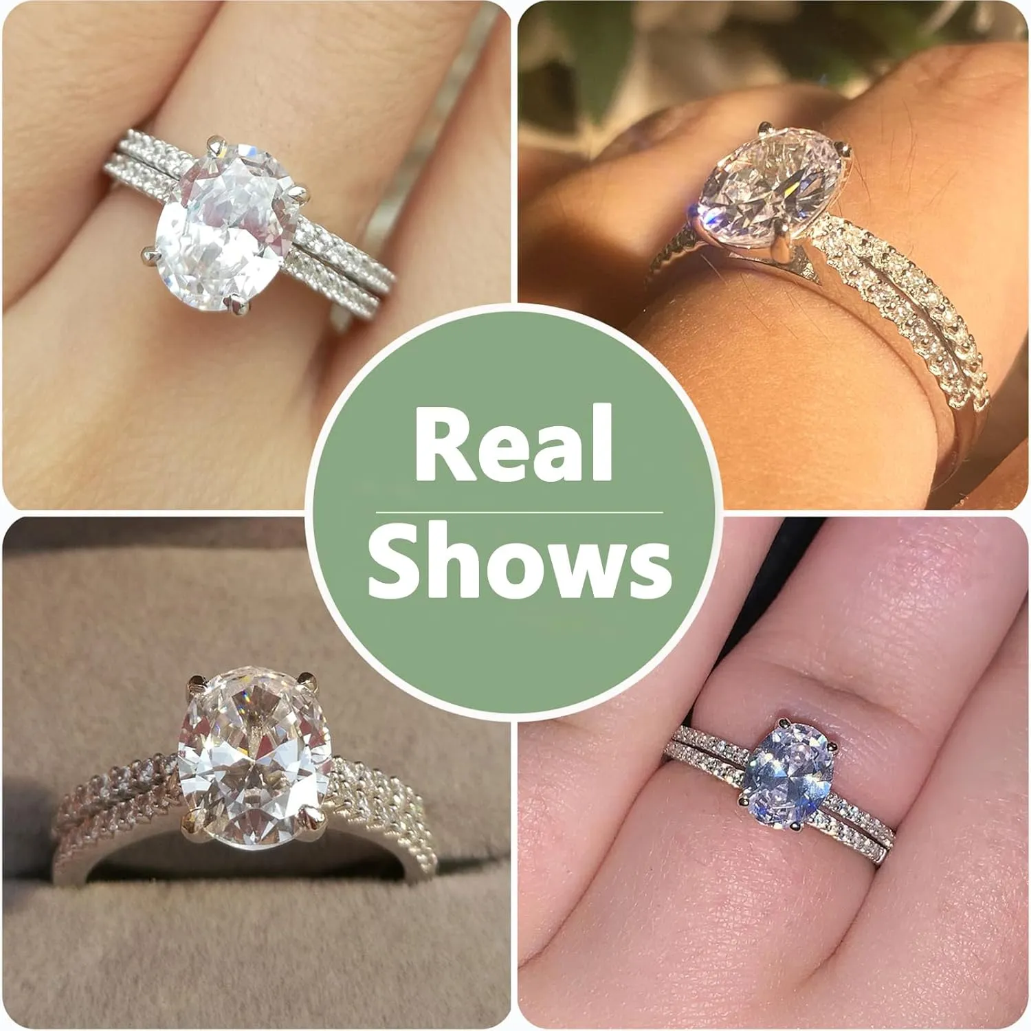 Newshe Jewellery Bridal Sets Wedding Ring Solitaire Engagement Rings for Women 925 Sterling Silver Size 4-13