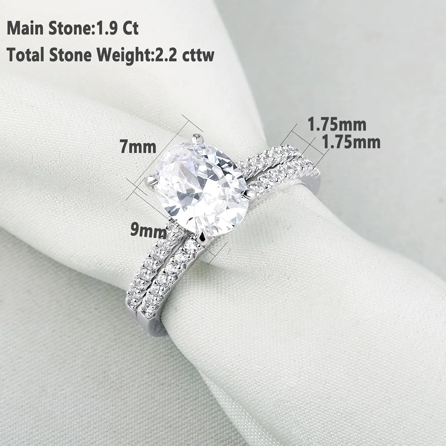 Newshe Jewellery Bridal Sets Wedding Ring Solitaire Engagement Rings for Women 925 Sterling Silver Size 4-13