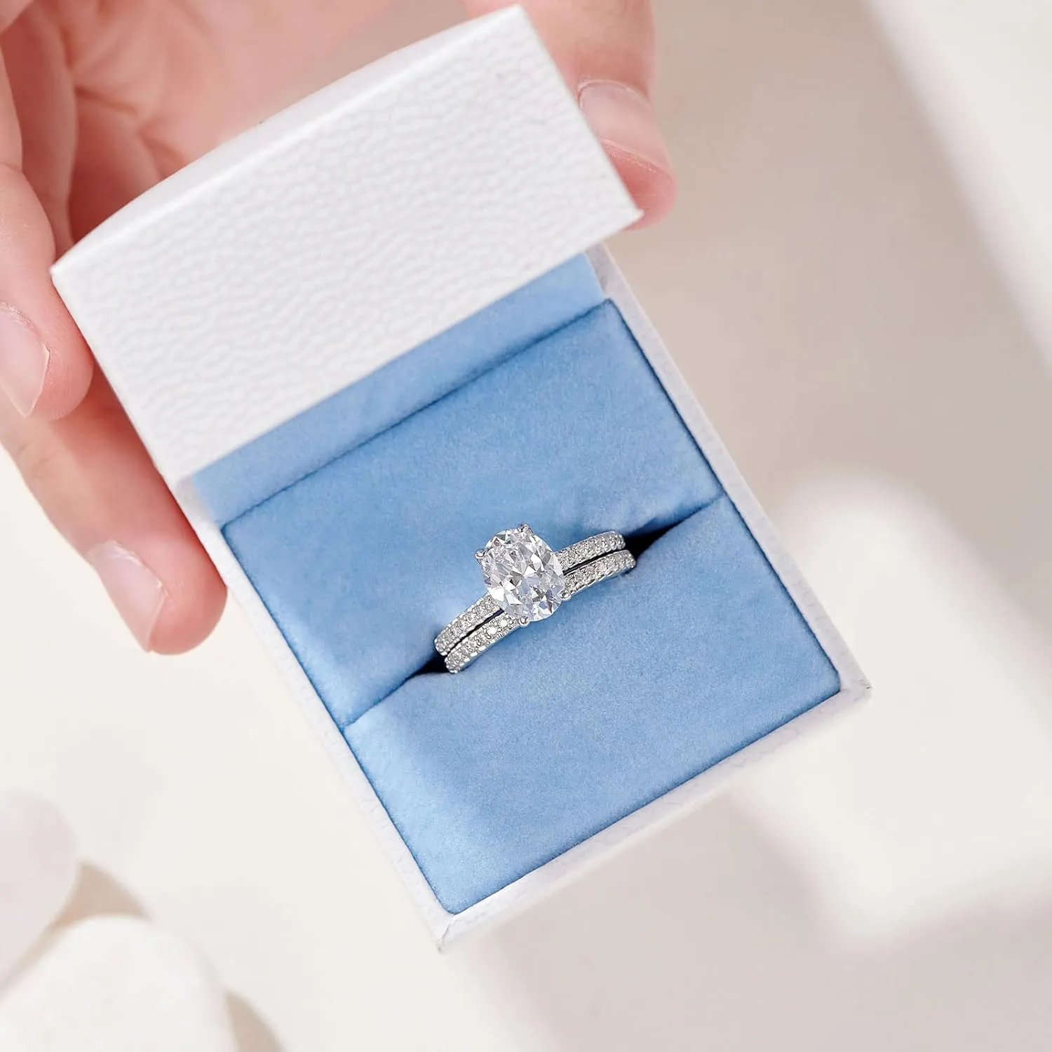 Newshe Jewellery Bridal Sets Wedding Ring Solitaire Engagement Rings for Women 925 Sterling Silver Size 4-13