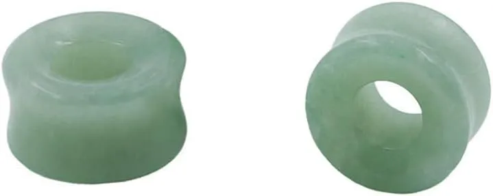 NewZenro Green Aventurine Hollow Natural Organic Stone Ear Plugs Gauges Tunnel Expanders Stretcher Saddle Double Flared Flesh Earrings for Women Men Fashion Piercings Body Jewelry Gift