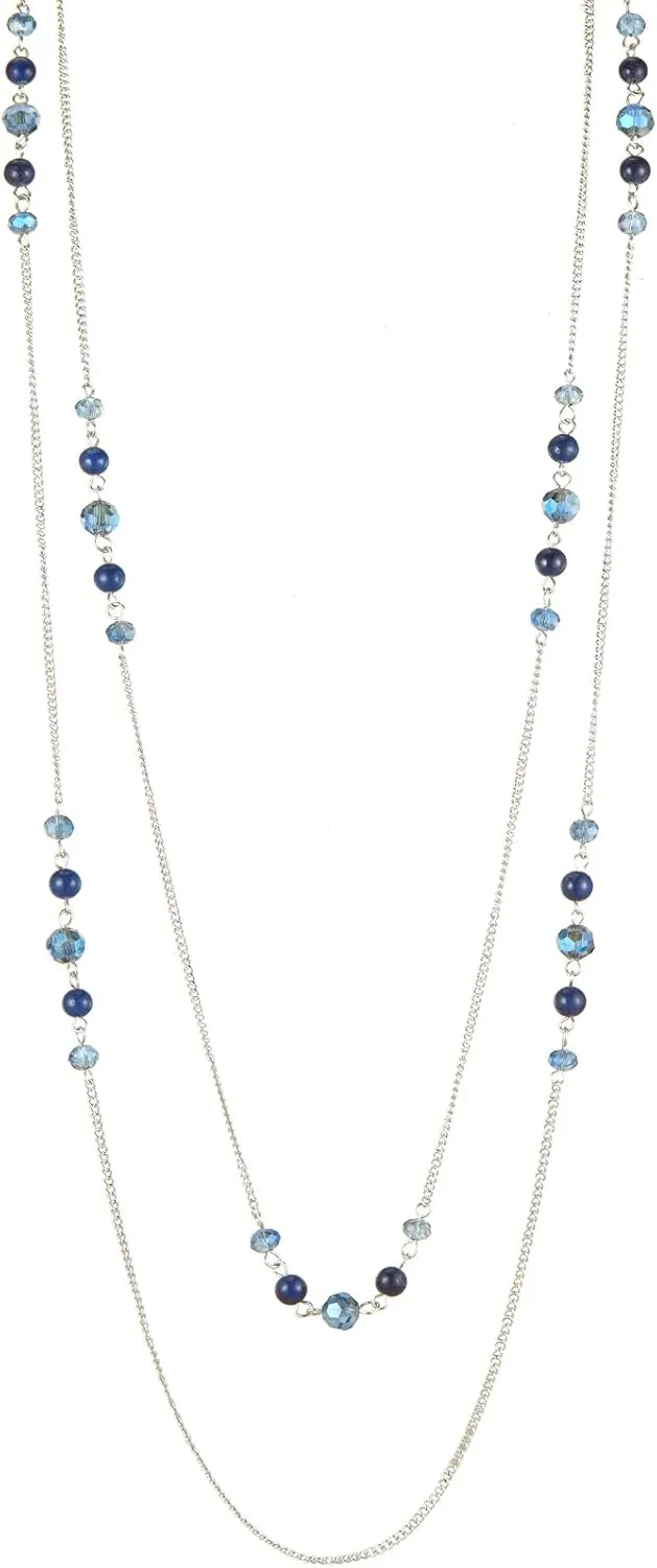 Noessla Long Silver Necklace for Women Bohemian Layered Statement Costume Long Necklaces for Women Fashion Jewelry Mothers Day Gifts