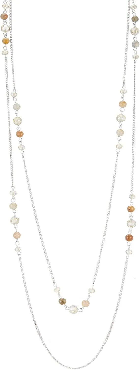 Noessla Long Silver Necklace for Women Bohemian Layered Statement Costume Long Necklaces for Women Fashion Jewelry Mothers Day Gifts