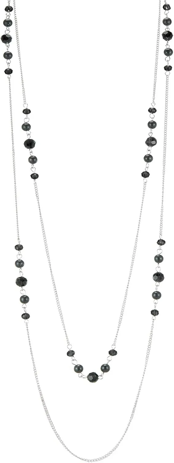 Noessla Long Silver Necklace for Women Bohemian Layered Statement Costume Long Necklaces for Women Fashion Jewelry Mothers Day Gifts