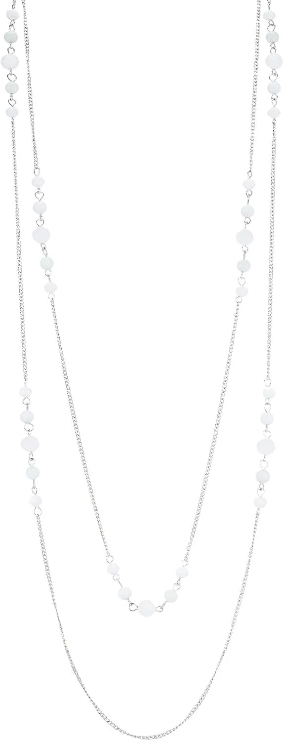 Noessla Long Silver Necklace for Women Bohemian Layered Statement Costume Long Necklaces for Women Fashion Jewelry Mothers Day Gifts