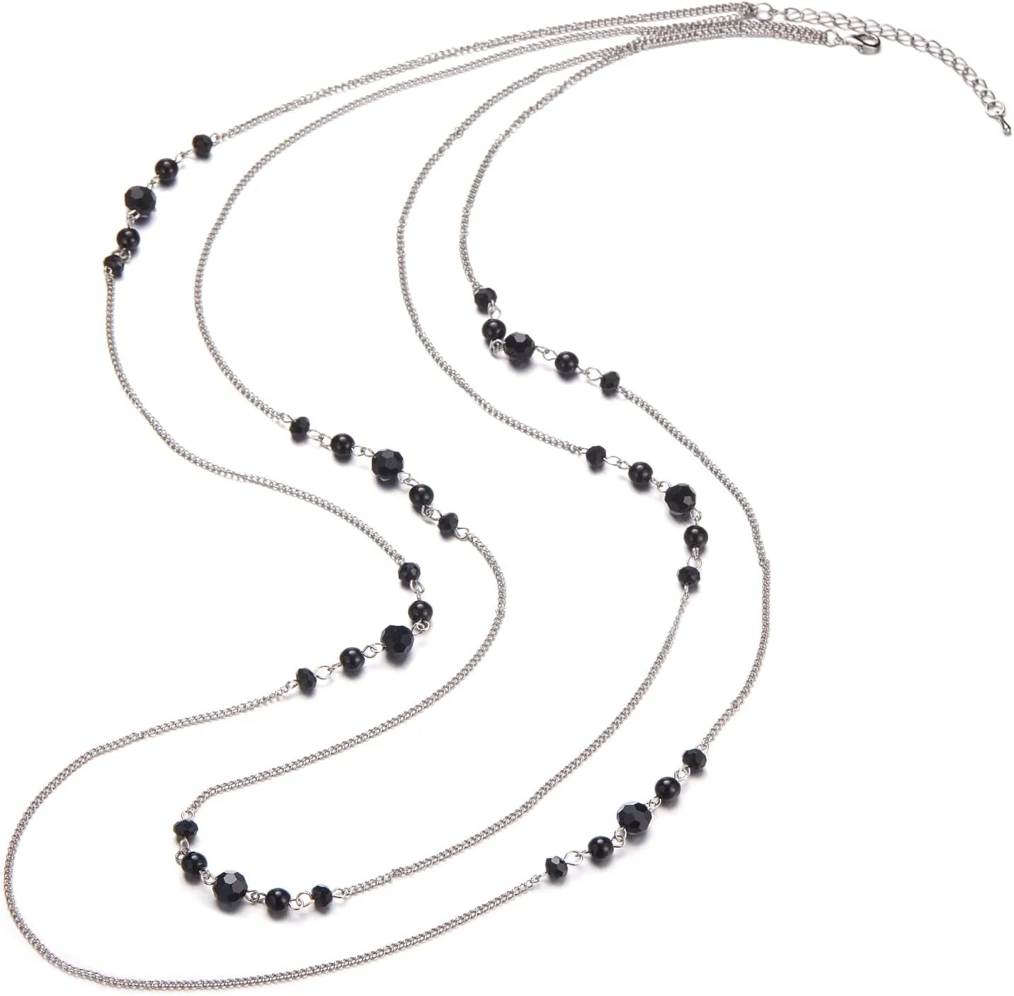 Noessla Long Silver Necklace for Women Bohemian Layered Statement Costume Long Necklaces for Women Fashion Jewelry Mothers Day Gifts