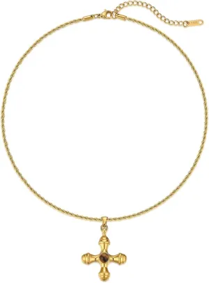 NUZON 2-Tone Interlocking | Sunburst Heart | CZ Evil Eye | Single Pearl | Love Heart Pendant Necklace for Women 18K Gold Chain Necklace Protection Prayer Faith Jewelry