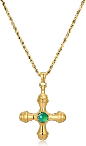 NUZON 2-Tone Interlocking | Sunburst Heart | CZ Evil Eye | Single Pearl | Love Heart Pendant Necklace for Women 18K Gold Chain Necklace Protection Prayer Faith Jewelry