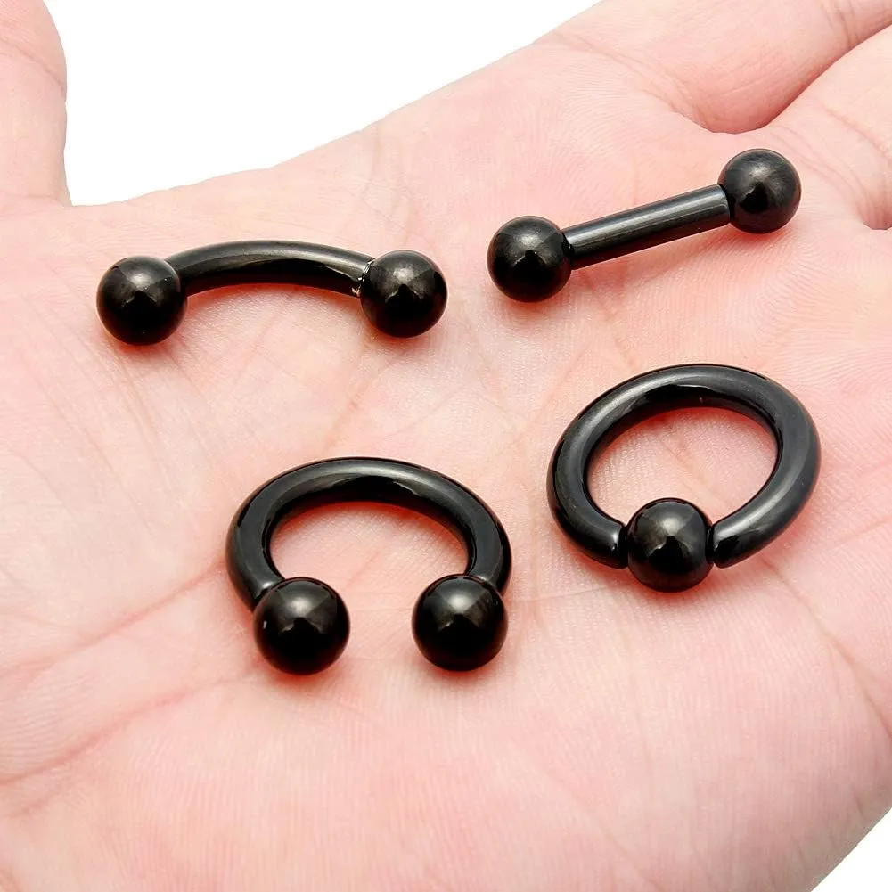 Ocptiy 6G 8G Septum Rings Large Ear Gauges Tunnels Plugs Earrings Stretching Kit 316L Surgical Steel Big Septum Nose Tongue Lip rings Piercing Jewelry Barbells 12mm 16mm 4Pcs