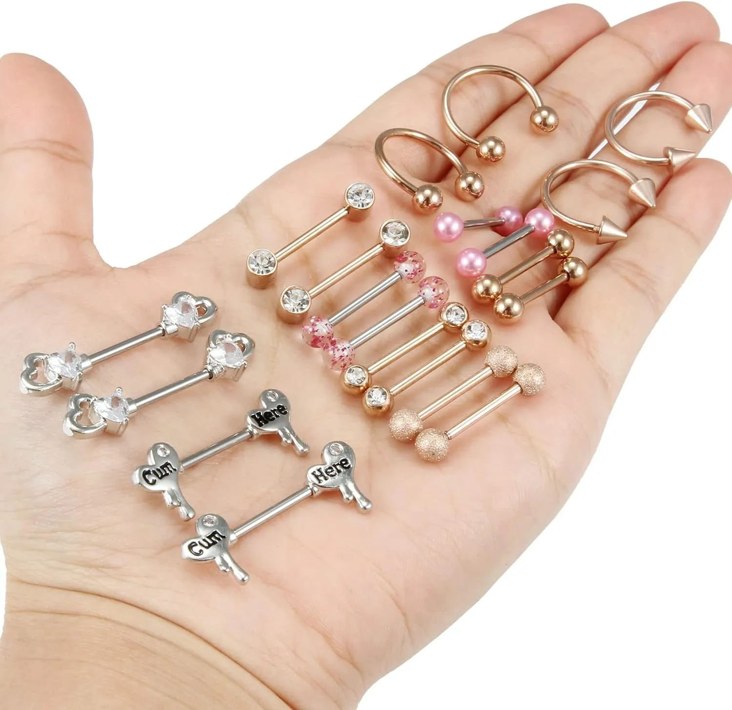 Ocptiy Purple Nipple Rings for Women 14G Surgical Steel Nipple Shield Barbell Ring Bar Nipplerings Body Piercing Jewelry for Women