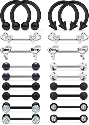 Ocptiy Purple Nipple Rings for Women 14G Surgical Steel Nipple Shield Barbell Ring Bar Nipplerings Body Piercing Jewelry for Women