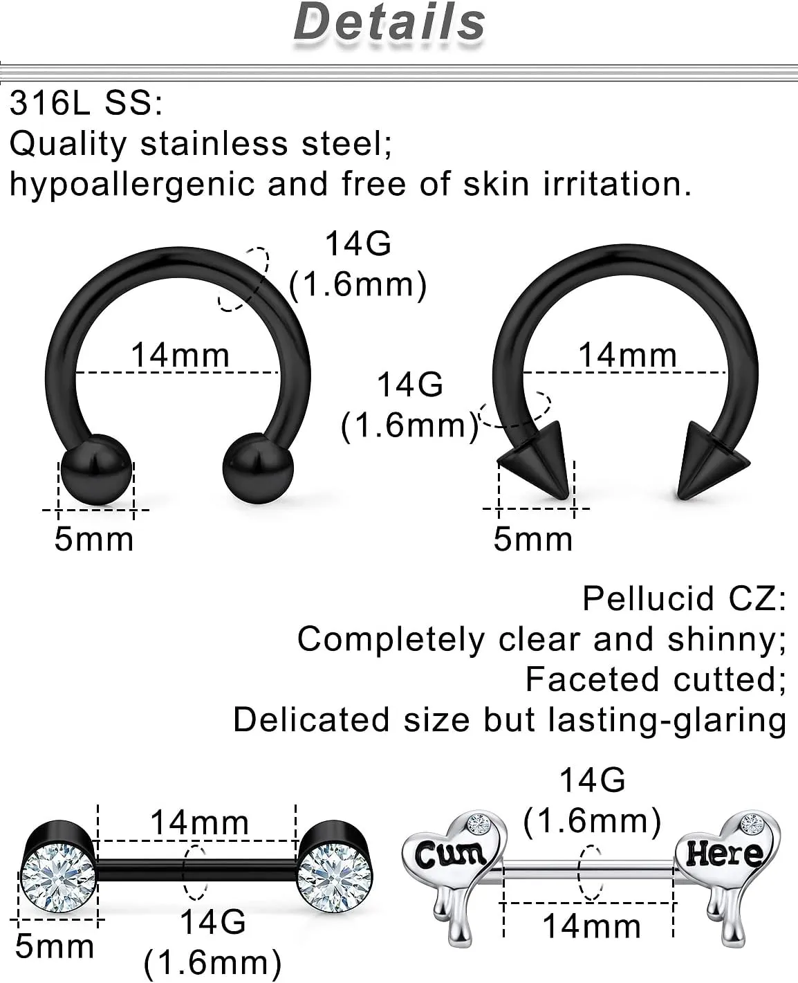 Ocptiy Purple Nipple Rings for Women 14G Surgical Steel Nipple Shield Barbell Ring Bar Nipplerings Body Piercing Jewelry for Women