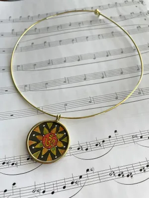 Om pendant Hasli Handpainted Om pendant in thin pipe necklace