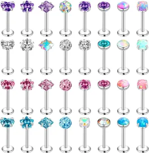 ONESING 12-25 Pcs 16G Tragus Earrings for Women Men Cartilage Earrings Labret Stud Tragus Piercing Jewelry