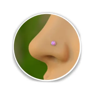 Opal Nose Stud - 22 Gauge Pink Opal Silver Nose Piercing Stud - Tiny L Shape Nose Stud - Silver Nose Studs for Women