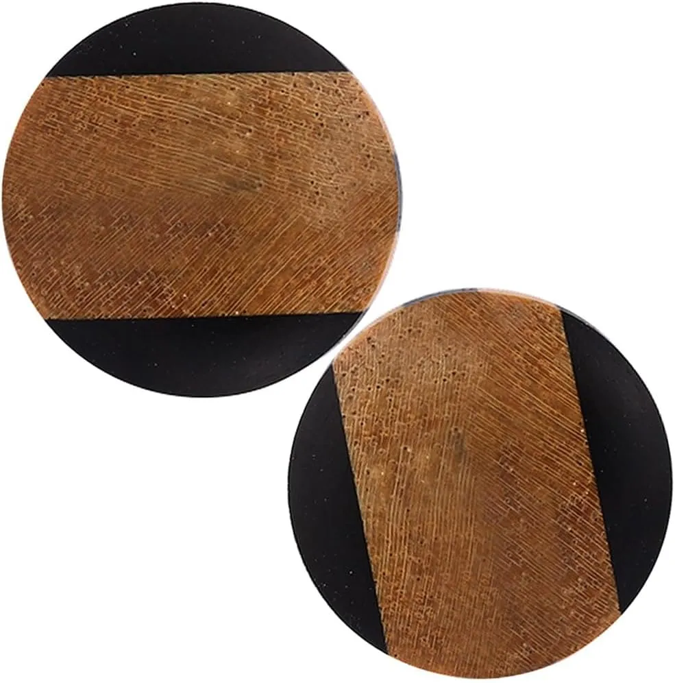 Organic Black Iron wood with Teak wood Double flare Ear Gauge Plug Stretcher Expander Piercing available size 2g (6mm) to 3/4" (20mm)(1 Pair)