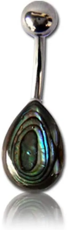 Organic Shell Belly Button Ring Piercing for Women - Navel Belly Button Rings with Surgical Steel - with Abalone, Mother of Pearl, and More